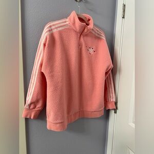 adidas Coral Pink Sherpa 1/4 Zip Pullover